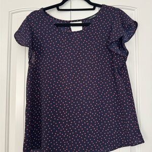 Papermoon Blue Blouse with Red Star Pattern